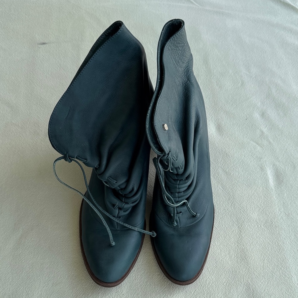 100% leather Elegant Dark Green Ankle Boots